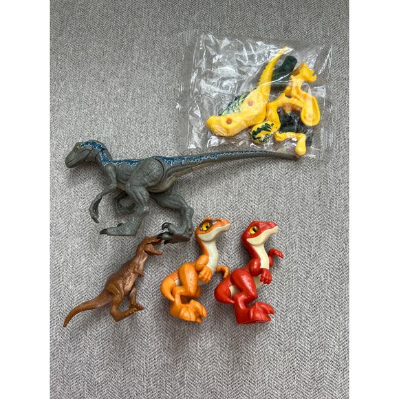 Jurassic World Baby Dinosaur Dino T Rex Raptor Red Lot of 5 Toys Cake Topper - Picture 1 of 7
